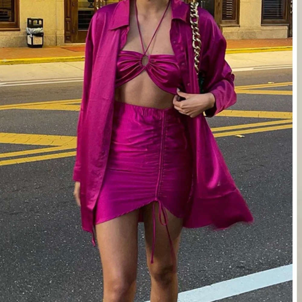 12th Tribe Fuchsia 3 Piece Skirt Set